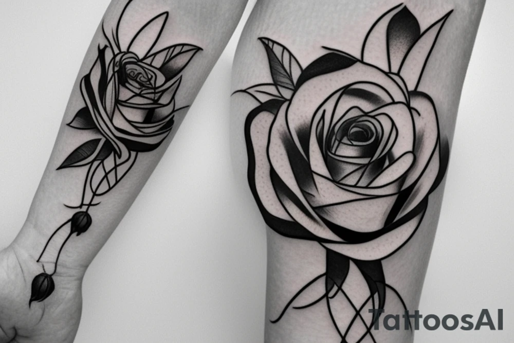 A long stem rose with a halo tattoo idea