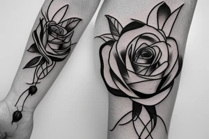 A long stem rose with a halo tattoo idea