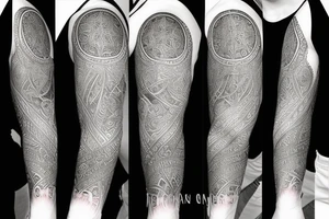 Spiritual cohesive sleeve tattoo idea