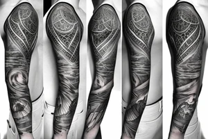 Spiritual cohesive sleeve tattoo idea