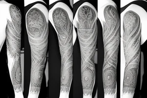 Spiritual cohesive sleeve tattoo idea