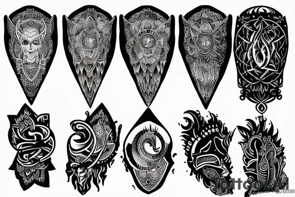 Spiritual cohesive sleeve tattoo idea