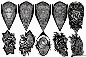 Spiritual cohesive sleeve tattoo idea
