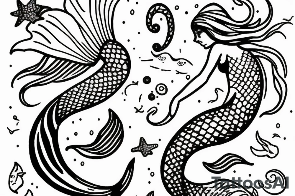 Mermaid on a swing tattoo idea