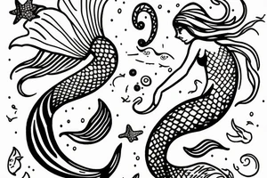 Mermaid on a swing tattoo idea
