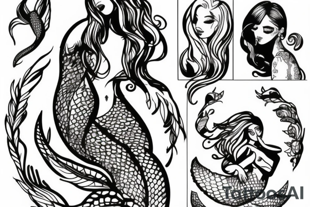 Mermaid on a swing tattoo idea