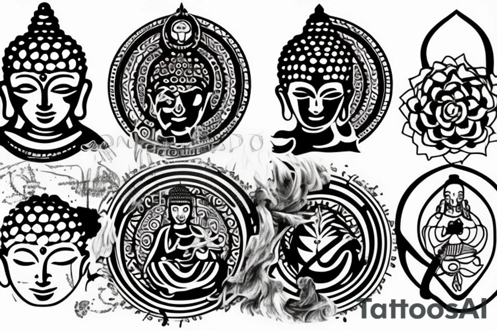Modern Buddhist symbols tattoo idea