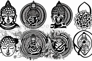 Modern Buddhist symbols tattoo idea