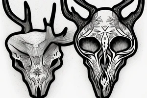 deer skull in the forest tattoo idea