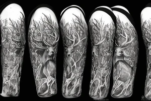 deer skull in the forest tattoo idea
