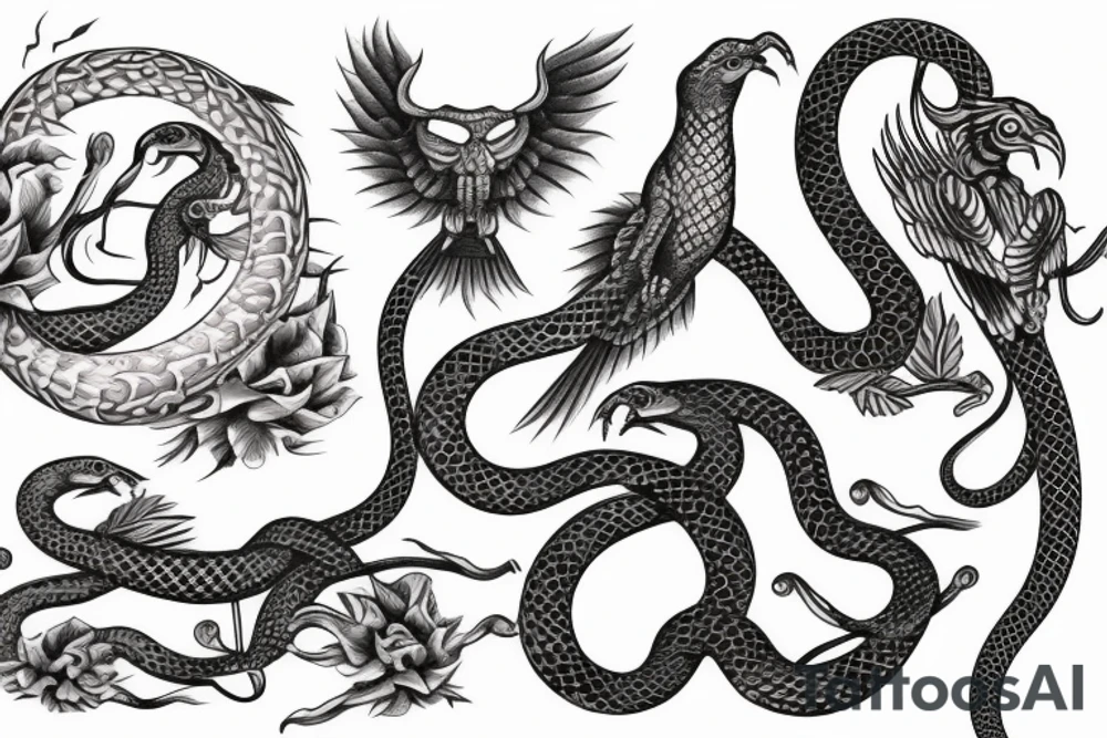 Serpent and dove tattoo idea