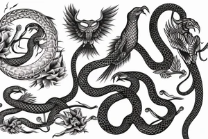 Serpent and dove tattoo idea