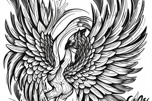 waterfall and a phoenix bird flying tattoo idea