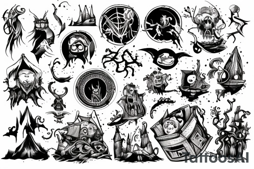 Adventure, Fantasy, and Horror from the movie The Pagemaster. tattoo idea