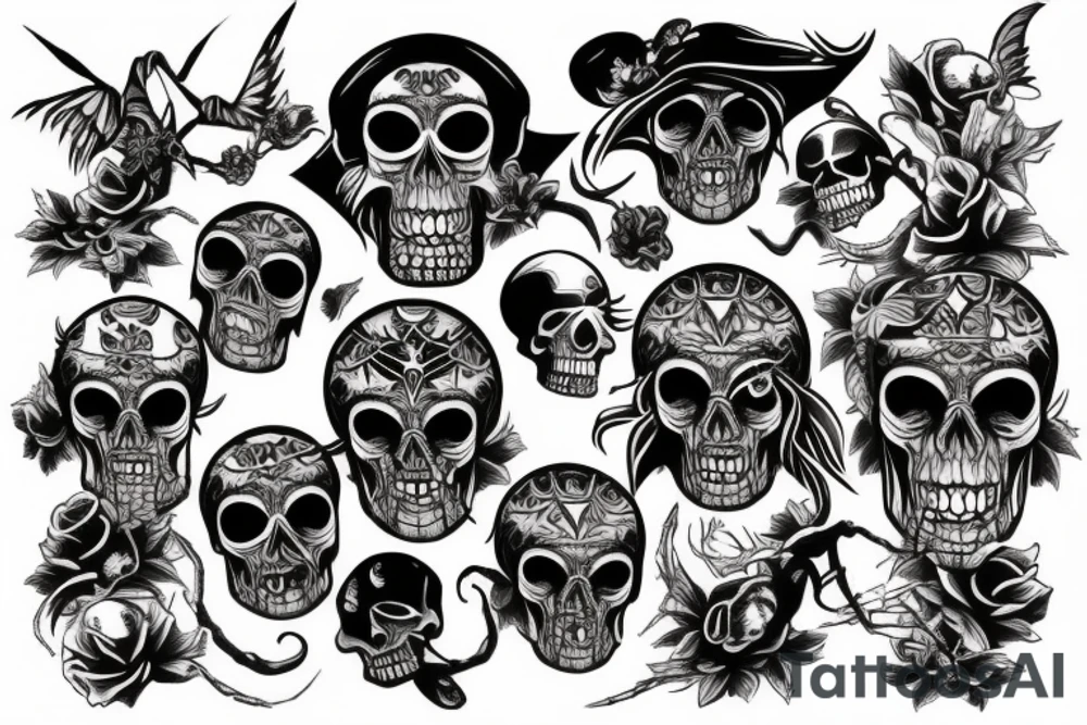 Skull and spider tattoo idea