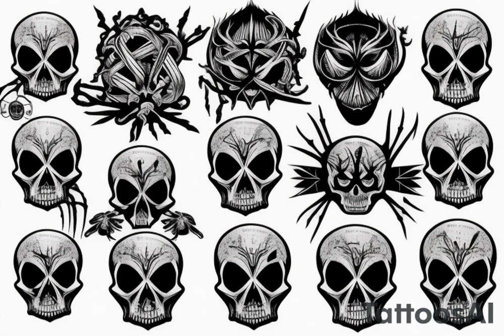 Skull and spider tattoo idea