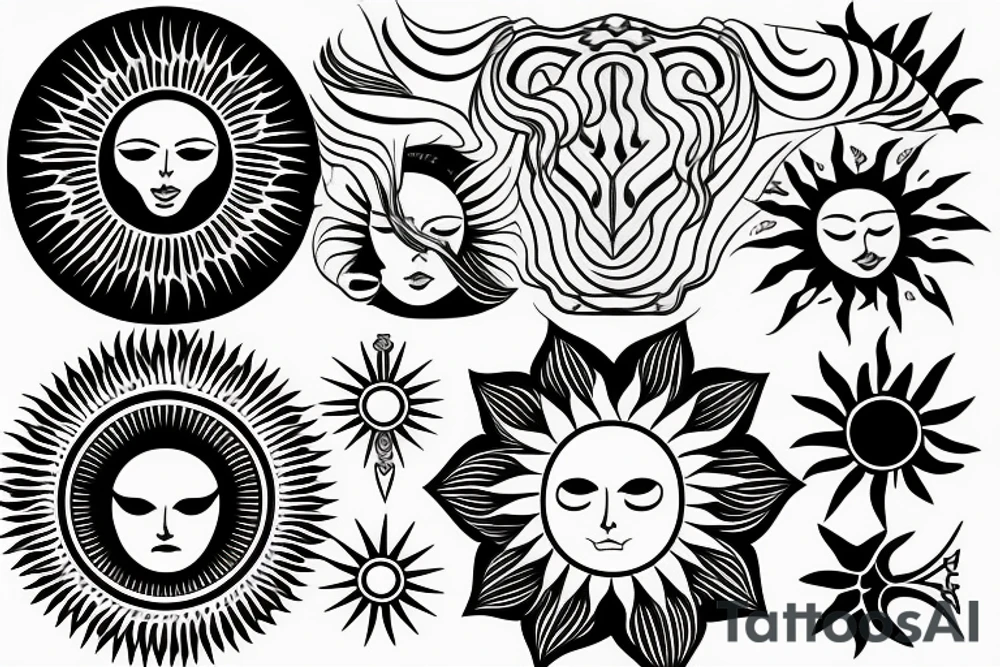 Strong sun pattern tattoo idea