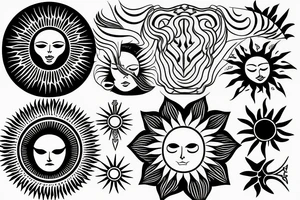Strong sun pattern tattoo idea