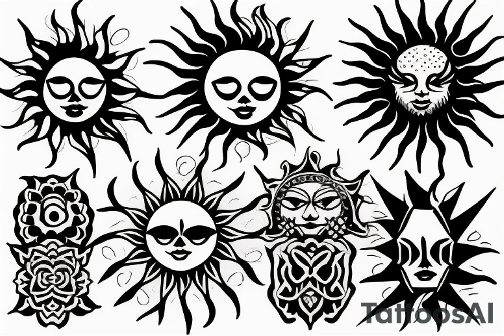 Strong sun pattern tattoo idea