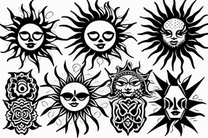 Strong sun pattern tattoo idea