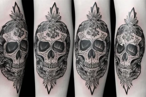 Animal skull and flowers tattoo idea
