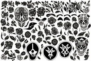 Animal skull and flowers tattoo idea