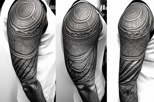 Strong sun pattern shoulder upper arm tattoo idea