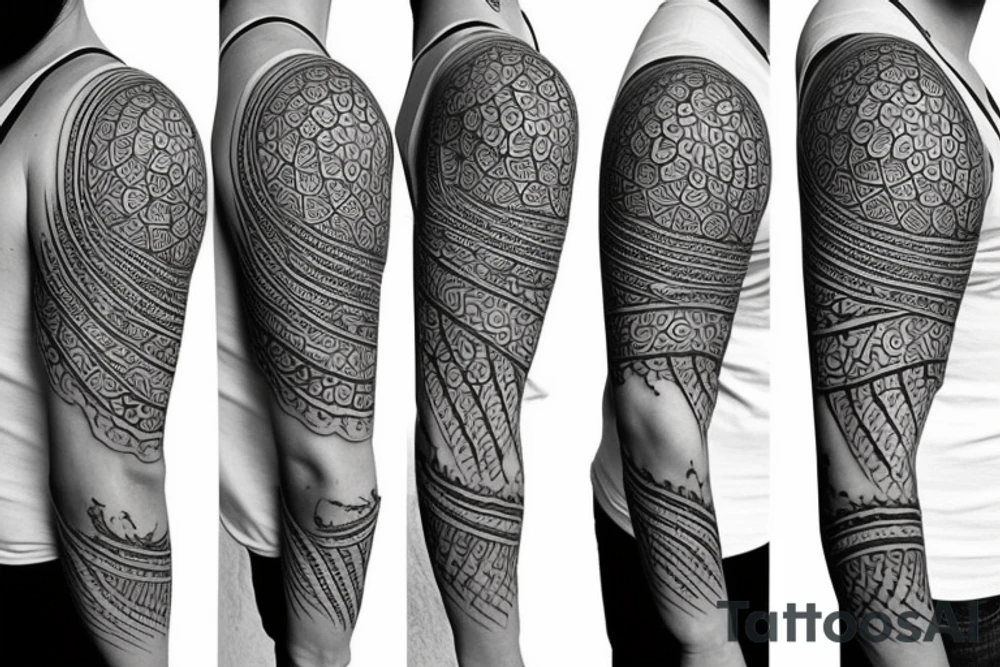 Strong sun pattern shoulder upper arm tattoo idea