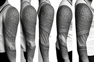Strong sun pattern shoulder upper arm tattoo idea