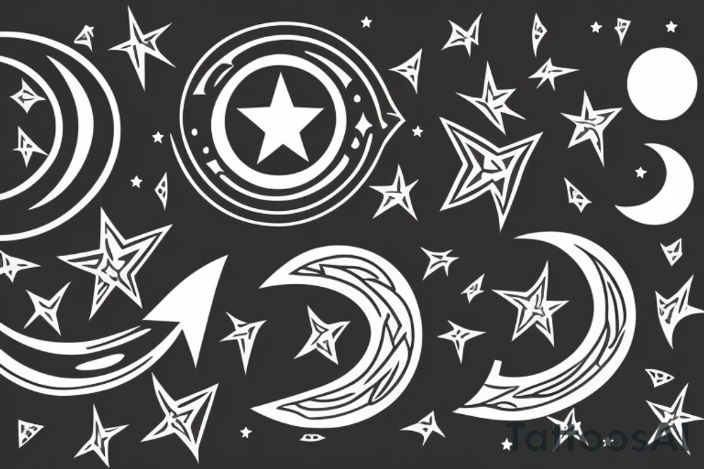 arrow with moon and star tattoo idea