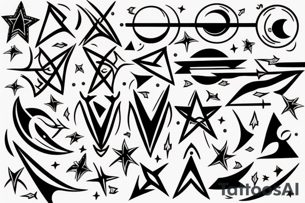 arrow with moon and star tattoo idea