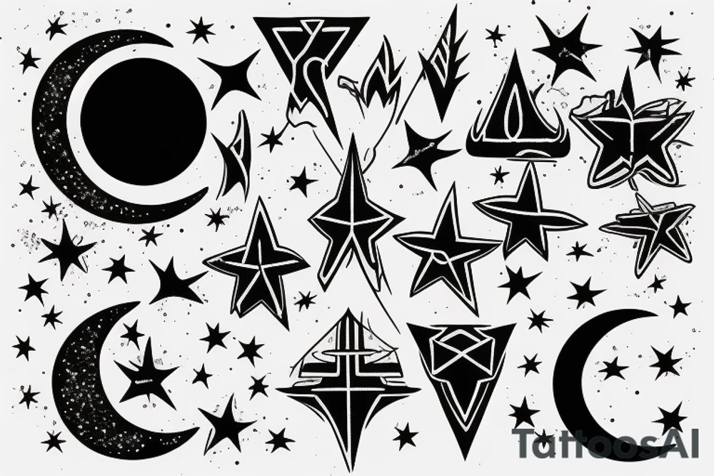 arrow with moon and star tattoo idea