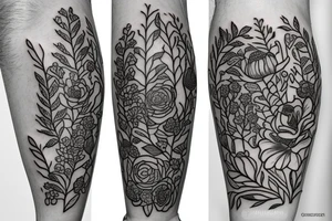 Spoon with plants and flowers tattoo idea