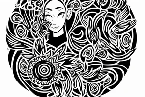American traditional black vase with white lotus girl for avatar the last airbender inside it tattoo idea