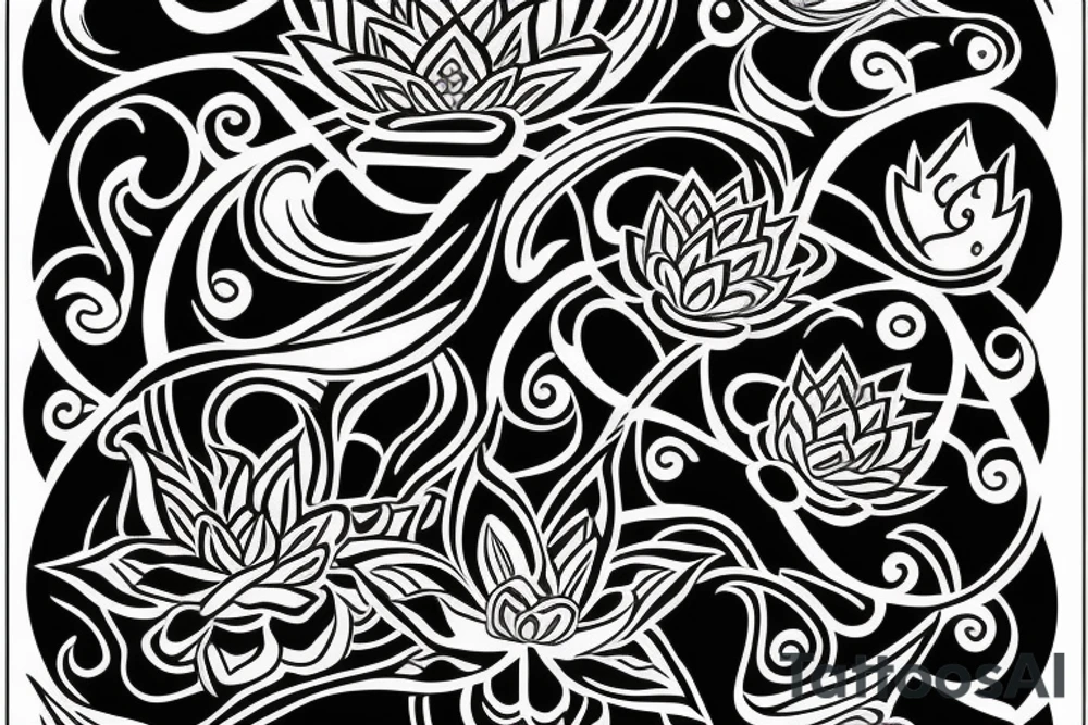 American traditional black vase with white lotus tile from avatar the last airbender inside it tattoo idea