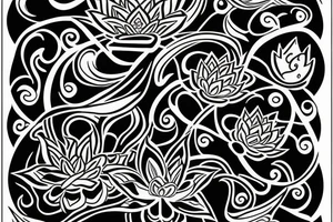 American traditional black vase with white lotus tile from avatar the last airbender inside it tattoo idea