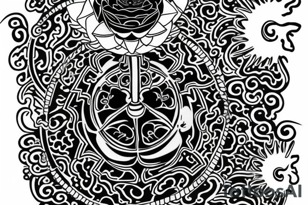 American traditional black vase with white lotus tile inside it from avatar the last airbender inside it tattoo idea