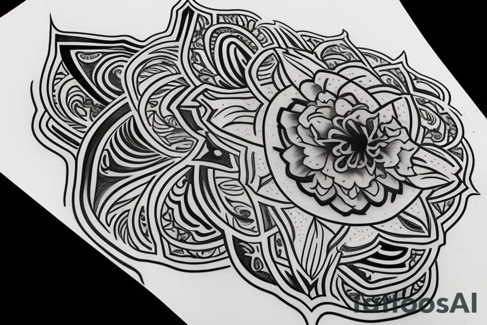 American traditional black vase with white lotus tile inside tattoo idea