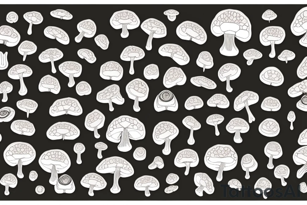 Blossom mushrooms with eyes tattoo idea