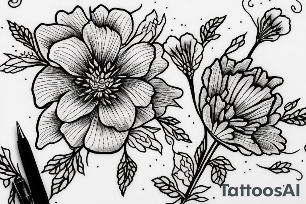 carnation flower with the name Eli tattoo idea