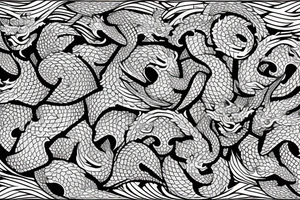 Dragon scales with eyes mixed in tattoo idea