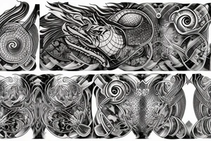 Dragon scales with eyes mixed in tattoo idea
