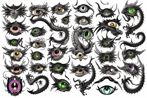 Dragon scales with eyes mixed in tattoo idea