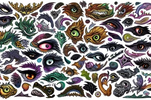 Dragon scales with eyes mixed in tattoo idea