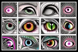 Dragon scales with eyes mixed in tattoo idea