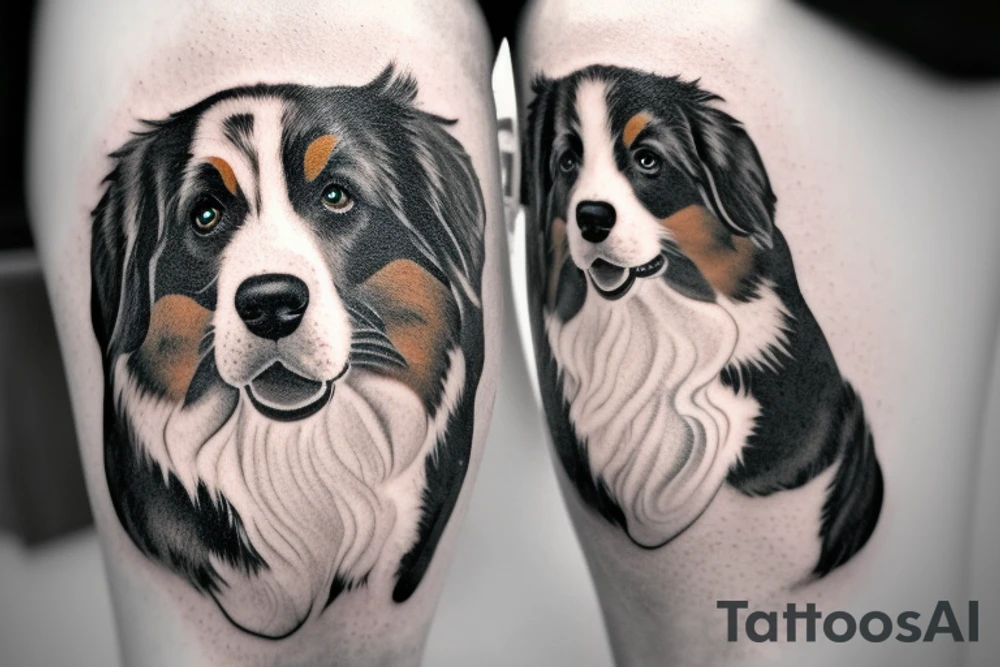 Sweet laying Australian Shepard with a globe between her paws. tattoo idea