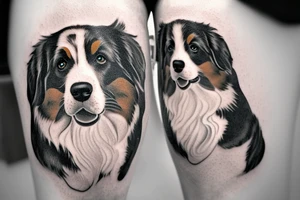 Sweet laying Australian Shepard with a globe between her paws. tattoo idea