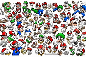 Bad super mario doing shrooms in old room tattoo idea