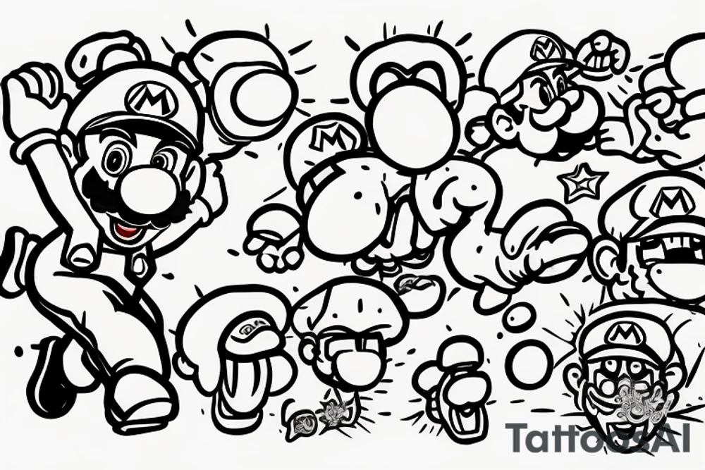 Bad super mario doing shrooms tattoo idea