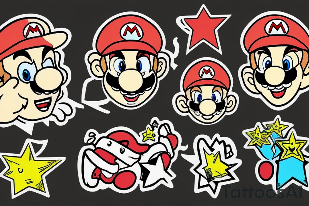 Bad super mario doing shrooms tattoo idea